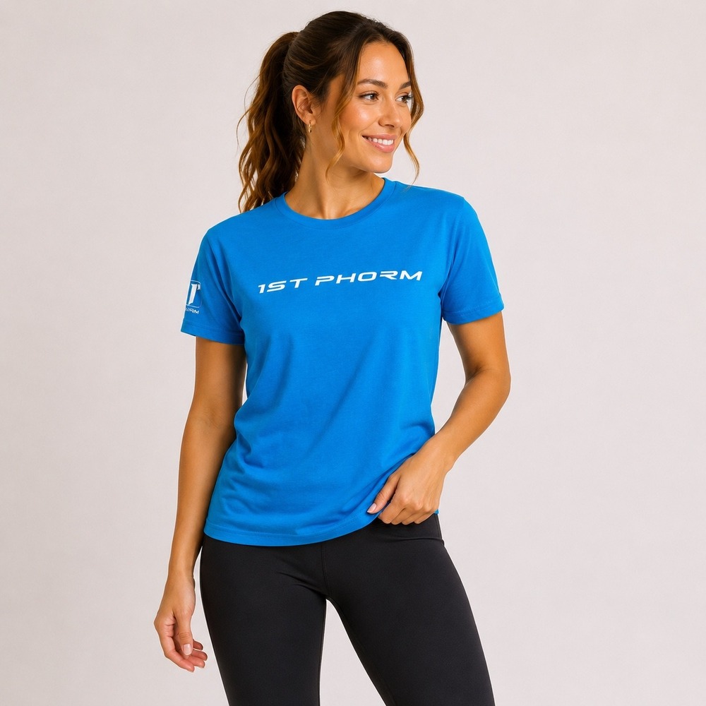 1st Phorm Womens Small Blue Short Sleeve Graphic Athletic T-Shirt NWT